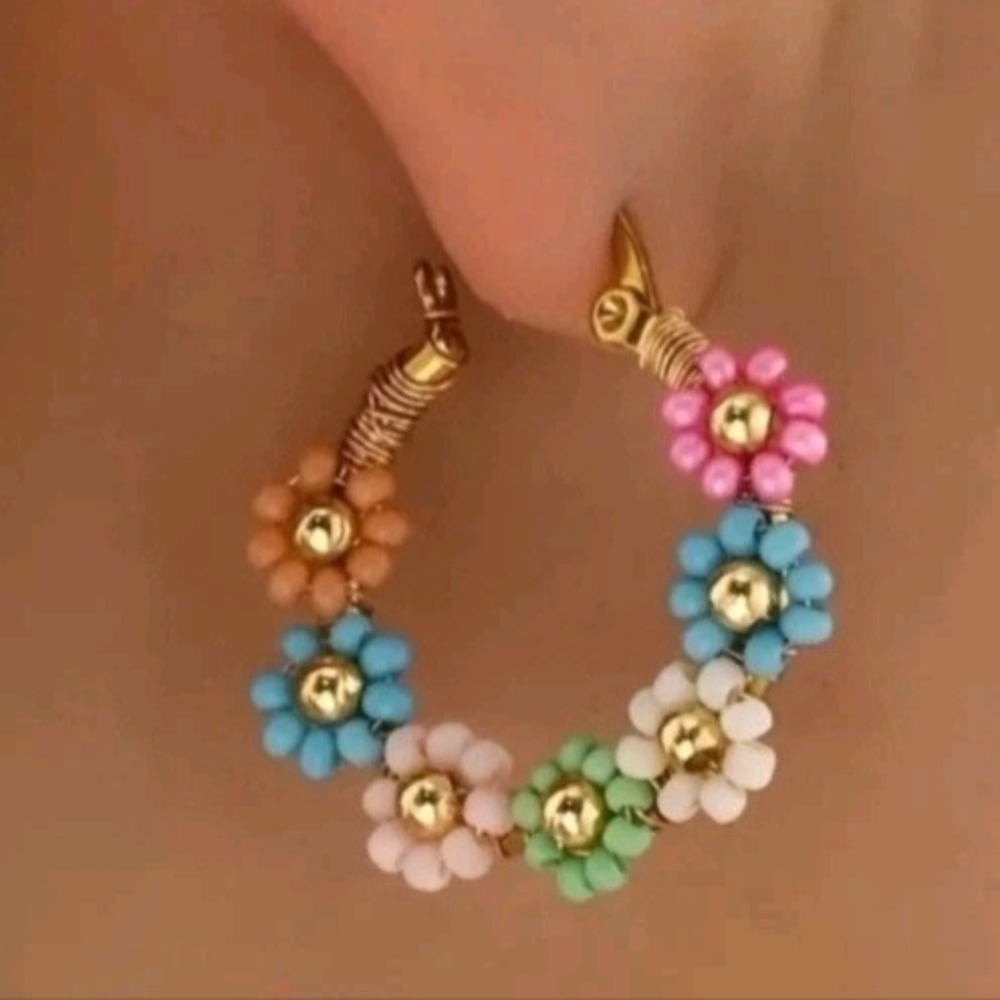 Colorful Floral Beaded Earrings